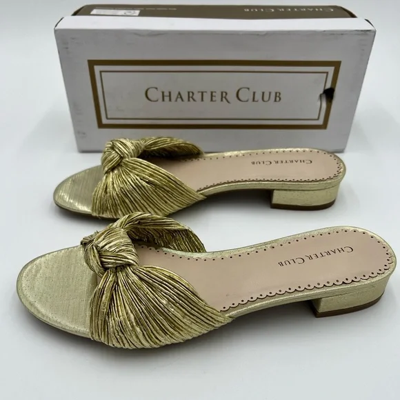 CHARTER CLUB - Syda Flat Sandal in Gold - Picture 5 of 6